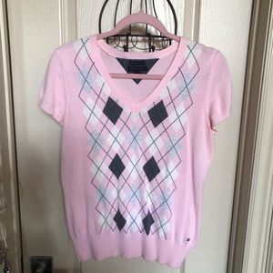 Tommy Hilfiger pink short sleeve sweater size L